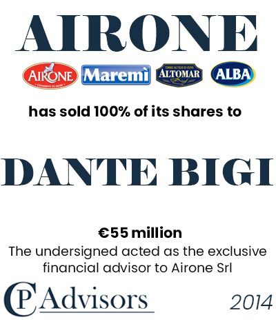 CP Advisors ha assistito Airone nel processo di vendita del business a Dante Bigi per Euro 55 milioni in cash