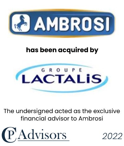 CP Advisors ha assisto gli azionisti del Gruppo Ambrosi, azienda leader nella produzione e commercializzazione di parmigiano reggiano e grana padano, nella cessione al gruppo Lactalis.