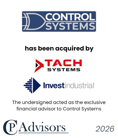 CP Advisors ha assistito Control Systems, azienda leader nella progettazione e produzione di dispositivi elettronici e meccatronici, nella cessione a Gruppo TACH Systems, gruppo industriale controllato da Investindustrial.