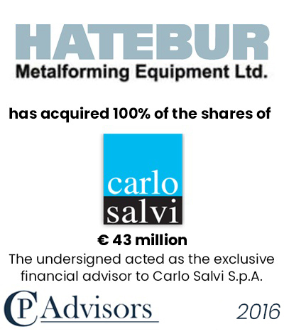 CP Advisors ha assistito la proprietà di Carlo Salvi nel processo di vendita del Gruppo Carlo Salvi a Hatebur